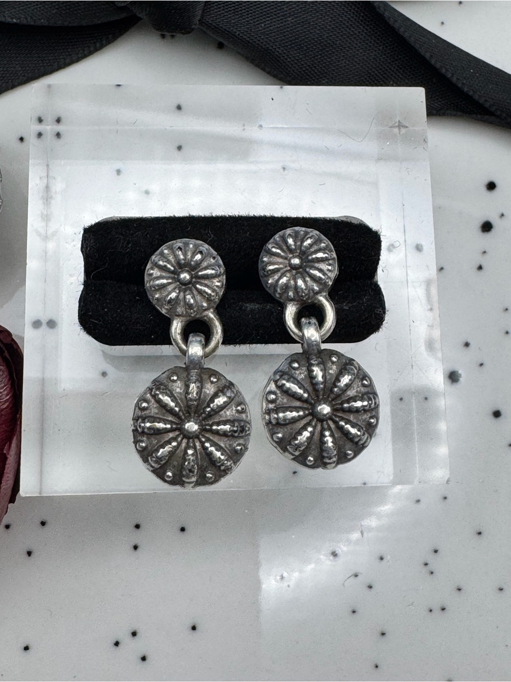 Brighton Silver-Tone Floral Drop Earrings
